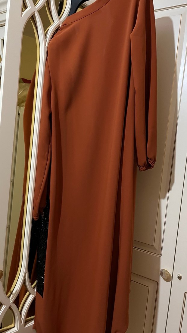 Kadın Uzun Kahverengi Düğmeli Kaban - Görsel 4