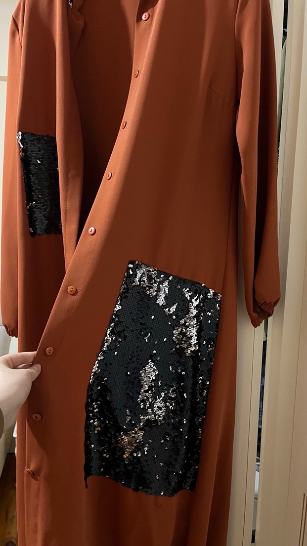 Kadın Uzun Kahverengi Düğmeli Kaban - Görsel 3