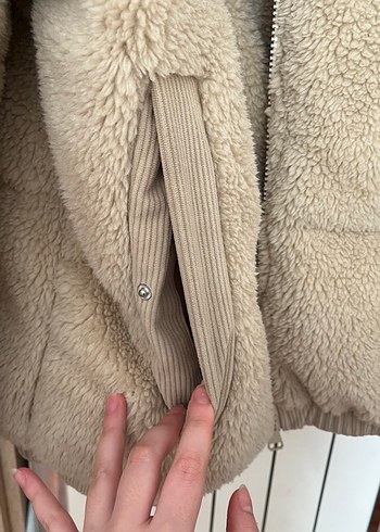 Bej Kürklü Kadın Kışlık Mont - Görsel 5