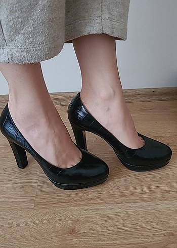 Kadın Siyah Kroko Desenli Topuklu Ayakkabı - Görsel 3
