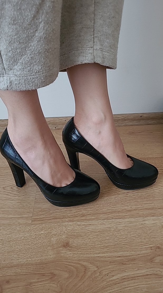 Kadın Siyah Kroko Desenli Topuklu Ayakkabı - Görsel 3