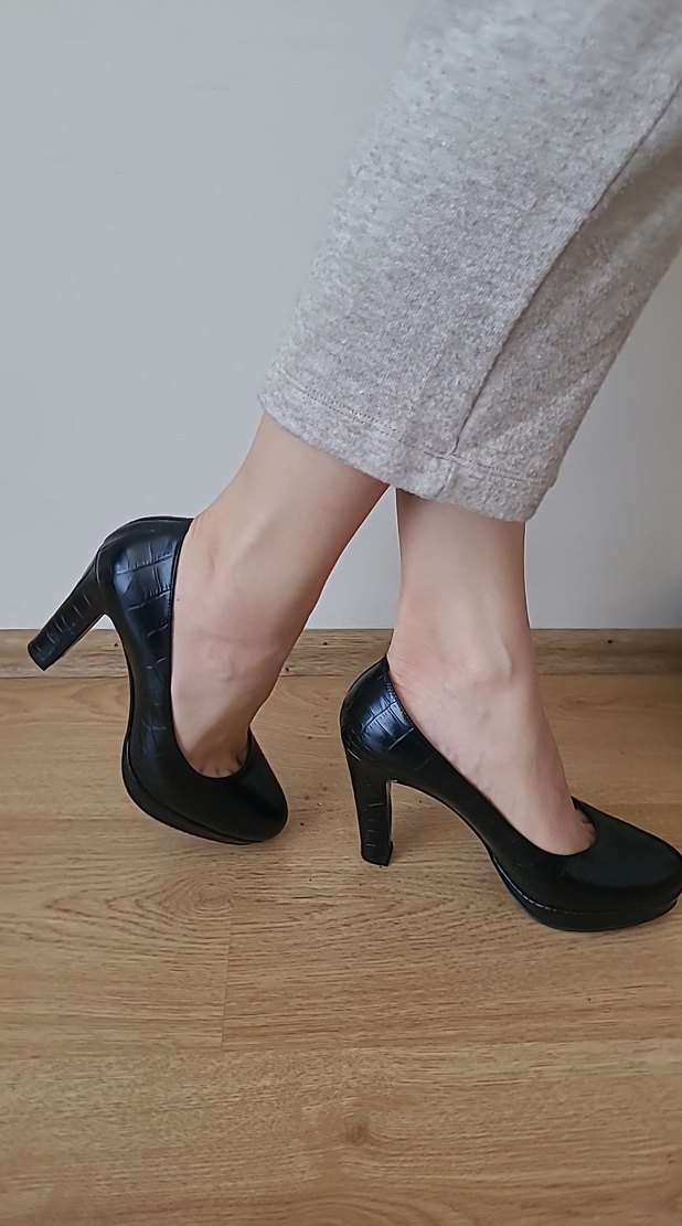 Kadın Siyah Kroko Desenli Topuklu Ayakkabı - Görsel 4