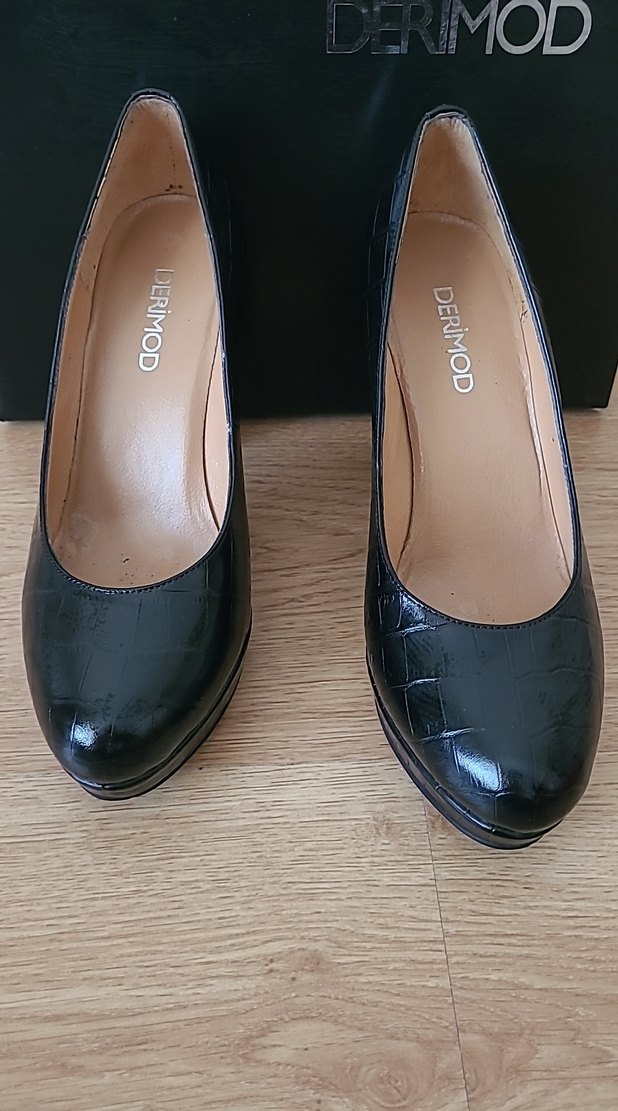 Kadın Siyah Kroko Desenli Topuklu Ayakkabı - Görsel 2