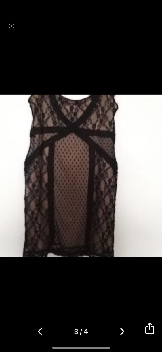 Dantel Detaylı Siyah V Yakalı Mini elbise - Görsel 2