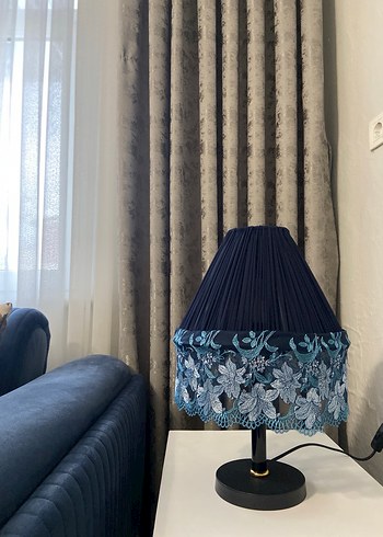 Koyu Mavi Dantelli Abajur - Görsel 3