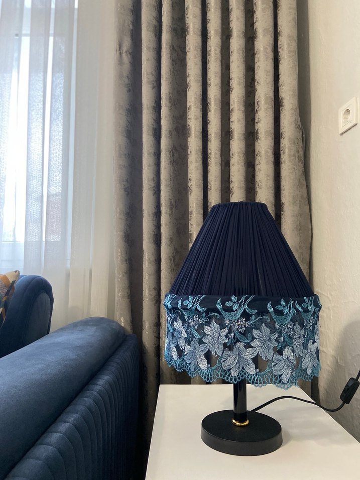 Koyu Mavi Dantelli Abajur - Görsel 3