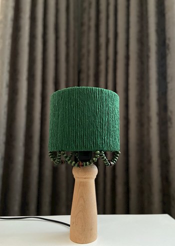 Yeşil makrome Boncuklu Abajur - Görsel 3