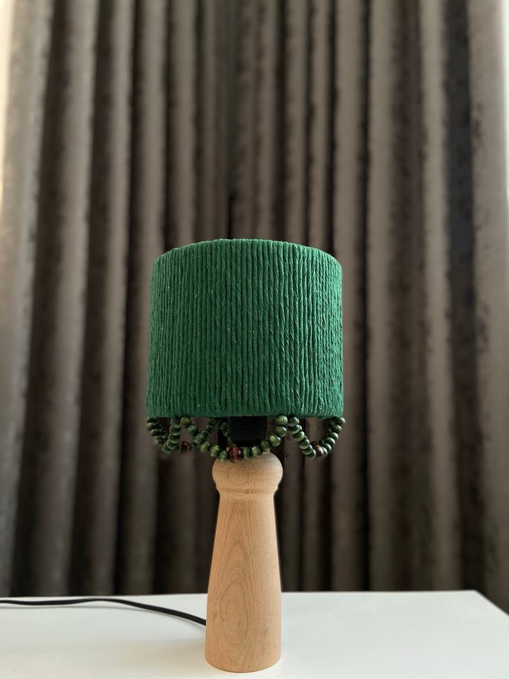Yeşil makrome Boncuklu Abajur - Görsel 3