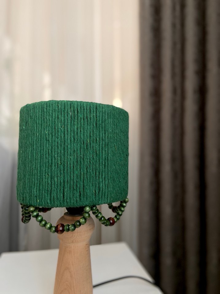 Yeşil makrome Boncuklu Abajur - Görsel 2