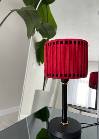Kırmızı Makrome Abajur - Görsel 2