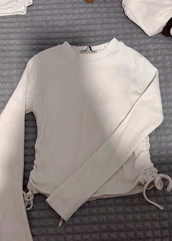 Kızlar için beyaz uzun kollu ince tişört - Görsel 2