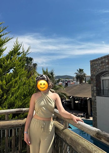 Kadın Camel Renkli Straplez Salaş Takım - Görsel 2