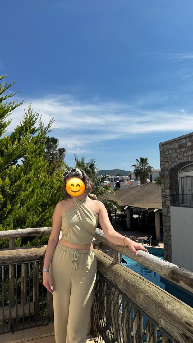 Kadın Camel Renkli Straplez Salaş Takım - Görsel 2