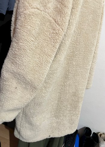 Bej Kadın Peluş Midi Kaban - Görsel 5