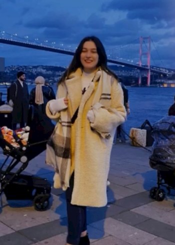 Bej Kadın Peluş Midi Kaban - Görsel 2