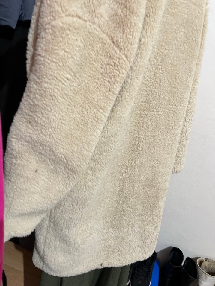 Bej Kadın Peluş Midi Kaban - Görsel 5