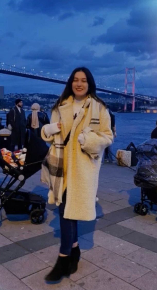 Bej Kadın Peluş Midi Kaban - Görsel 2