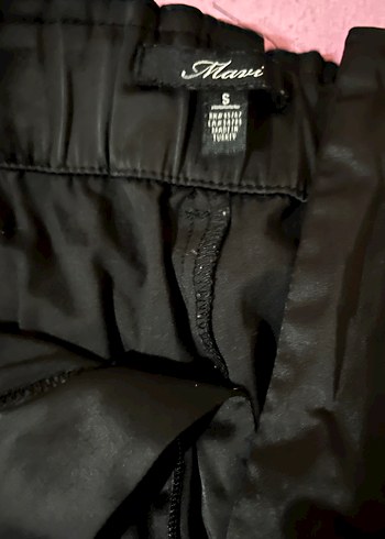 Siyah Beli Kemerli Kadın Midi Kumaş deri 
 Pantolon - Görsel 2