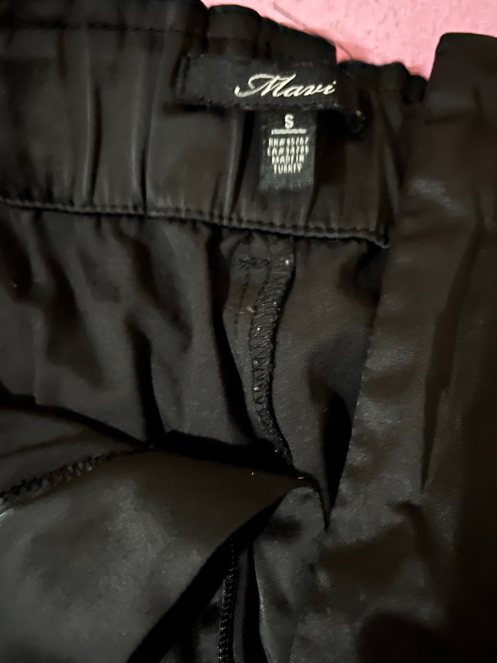 Siyah Beli Kemerli Kadın Midi Kumaş deri 
 Pantolon - Görsel 2