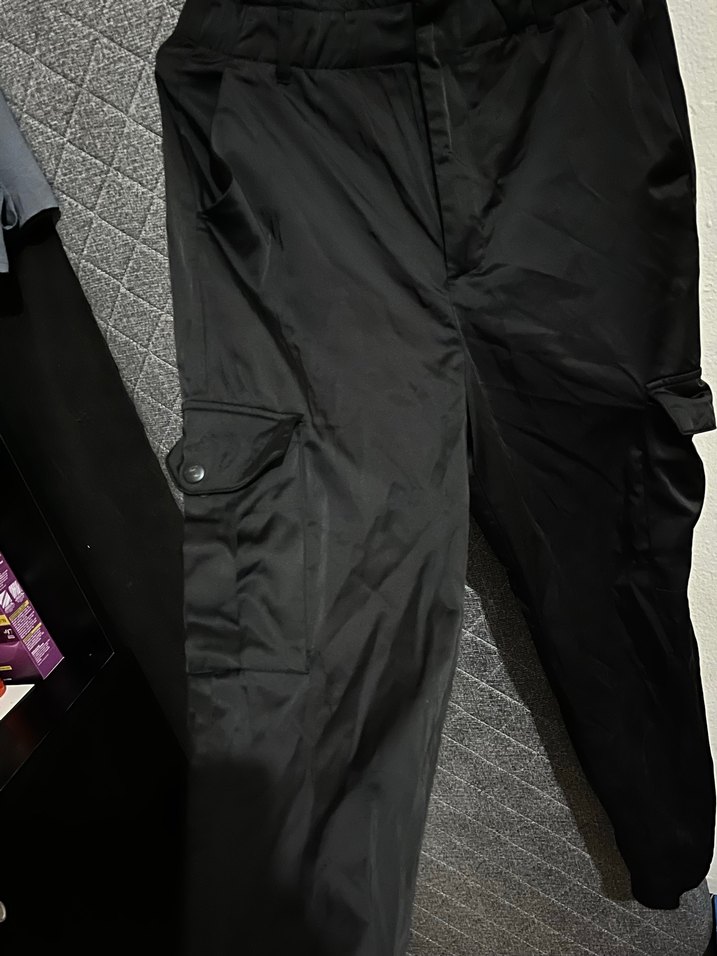 Siyah Beli Kemerli Kadın Midi Kumaş deri 
 Pantolon - Görsel 3