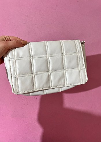 Beyaz Kareli Deri Kadın Çanta - Görsel 2