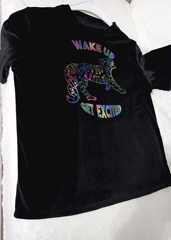 Renkli Baskılı Siyah Mini Hamile Tişörtü - Görsel 13