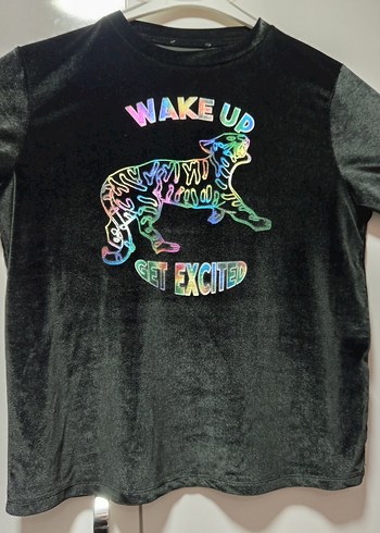 Renkli Baskılı Siyah Mini Hamile Tişörtü - Görsel 4