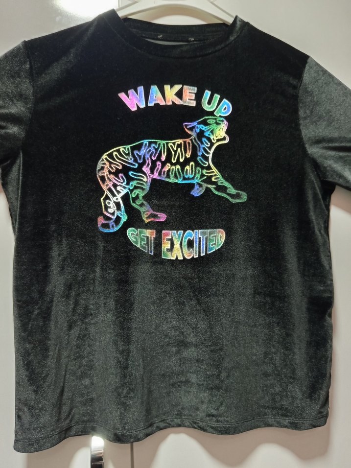 Renkli Baskılı Siyah Mini Hamile Tişörtü - Görsel 4