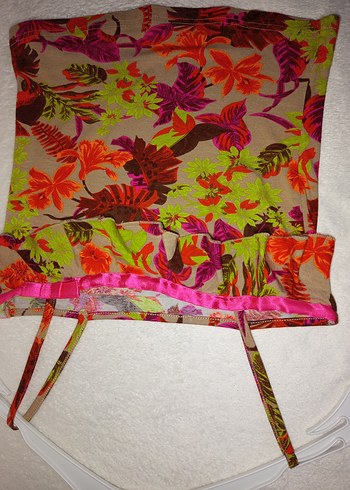 XS BDN Çok Renkli Askılı Bluz,crop, büstiyer, fırfırlı, - Görsel 4