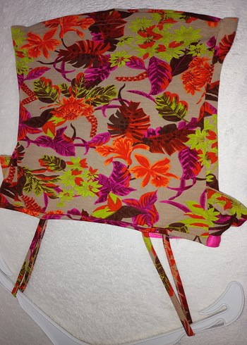 XS BDN Çok Renkli Askılı Bluz,crop, büstiyer, fırfırlı, - Görsel 10