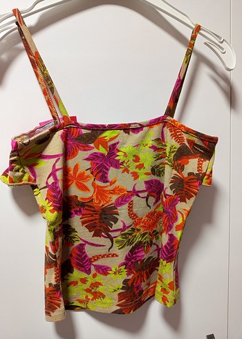 XS BDN Çok Renkli Askılı Bluz,crop, büstiyer, fırfırlı, - Görsel 7