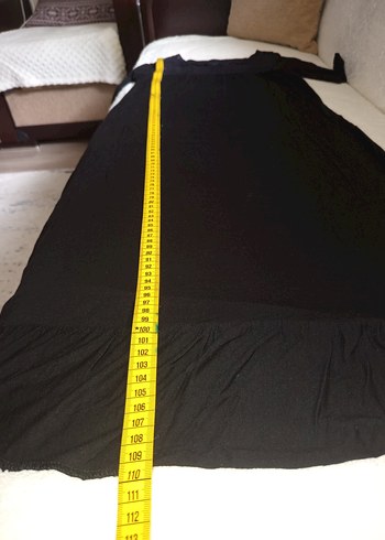 Dantel Detaylı Siyah Bohem  Elbisesi,,Sandık yaka, kısa kollu, - Görsel 15