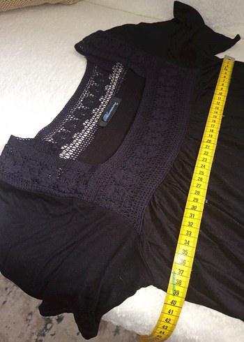 Dantel Detaylı Siyah Bohem  Elbisesi,,Sandık yaka, kısa kollu, - Görsel 17