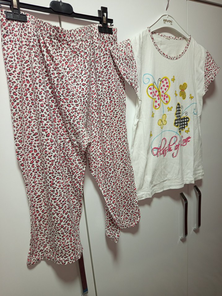 M BDN Renkli Kelebek Desenli Kısa Kollu Kadın Pijama Takımı, - Görsel 2