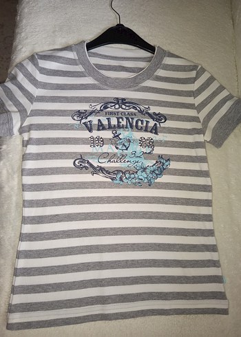 TOM TAİLOR GRİ Çizgili Pamuklu Tşört Önü işlemeli &yazılı,M BDN - Görsel 9