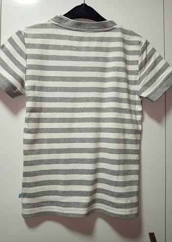 TOM TAİLOR GRİ Çizgili Pamuklu Tşört Önü işlemeli &yazılı,M BDN - Görsel 6
