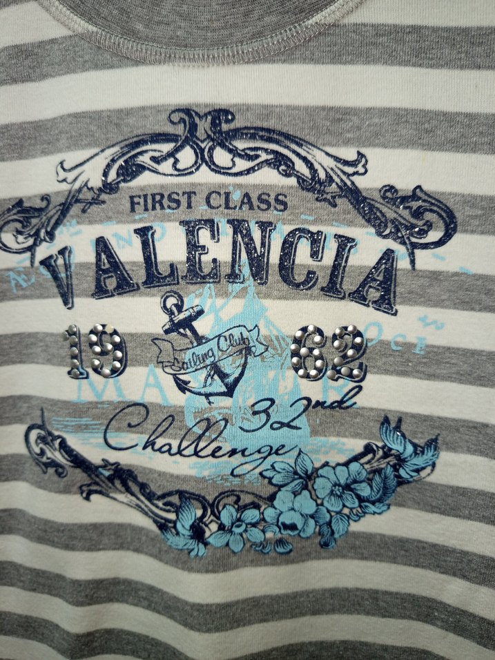 TOM TAİLOR GRİ Çizgili Pamuklu Tşört Önü işlemeli &yazılı,M BDN - Görsel 3