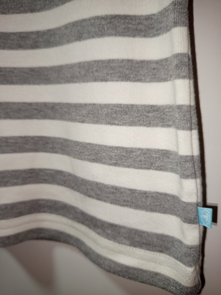 TOM TAİLOR GRİ Çizgili Pamuklu Tşört Önü işlemeli &yazılı,M BDN - Görsel 4