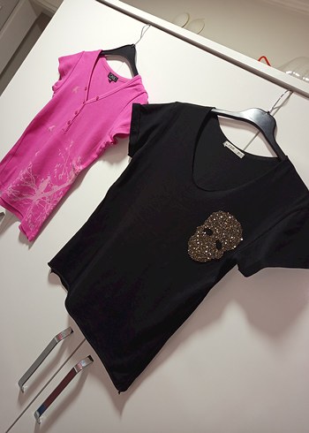 JOİ.Bİ MARKA L/40 PEMBE &ES 62 MARKA L/40 BDN 2 ADET TŞÖRT YENİ - Görsel 2