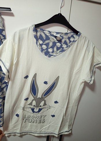 Bugs Bunny Baskılı Kısa Kollu Kadın Pijama Takımı,uzun şortluM/L - Görsel 6