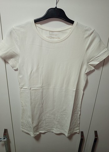 MY STRETCH TEE MARKA 38 M BDN Beyaz Kısa Kollu Basic Kadın Tşört - Görsel 3