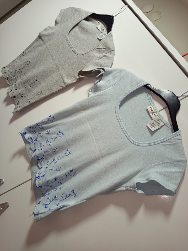 İKİZLERE ENERGİE MARKA S/M,BDN Nakış Detaylı Gri ve Buz Mavisi - Görsel 2