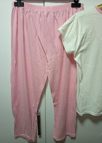 M/L BDN KISAKOLLU Pembe Baskılı Rahat Pijama Takımı ince penye - Görsel 10