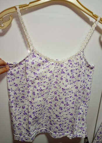 MorÇiçekli Bohem Kısa İp Askılı Pijama Takımı S/M BDN KISASIFIR - Görsel 7