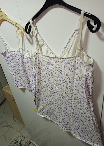 MorÇiçekli Bohem Kısa İp Askılı Pijama Takımı S/M BDN KISASIFIR - Görsel 11