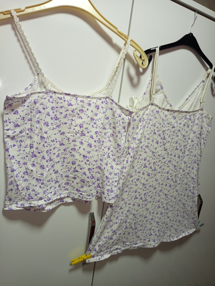 MorÇiçekli Bohem Kısa İp Askılı Pijama Takımı S/M BDN KISASIFIR - Görsel 4