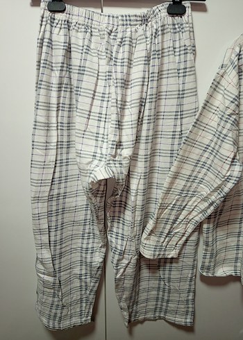 L/XL BDN UZUNKOLLU İÇİ ŞARDONLU Gri Bej Ekose Kadın PijamaTakımı - Görsel 8