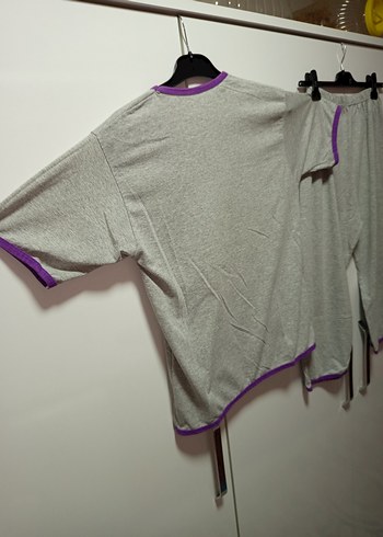 M/L BDN Gri Kısa Kollu Kadın Pijama Takımı, Simli pembiş kedicik - Görsel 8