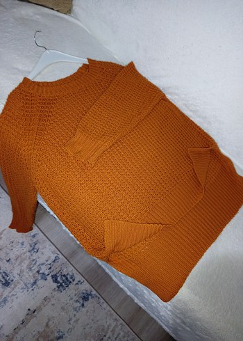 Kadın tarçın & Hardal rengi Makine Örgüsü  Uzun kollu tunikKazak - Görsel 12