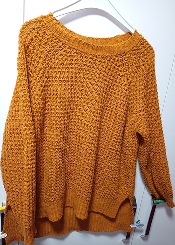 Kadın tarçın & Hardal rengi Makine Örgüsü  Uzun kollu tunikKazak - Görsel 4